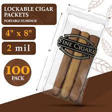 CLEAR ZIP LOCK CIGAR BAGS 4 X 8 PACK (100)