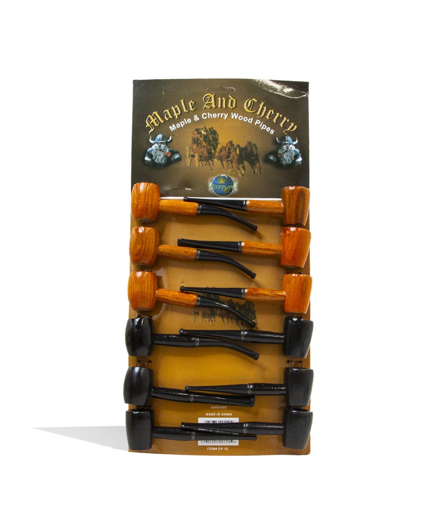 CHERRY & MAPLE WOOD PIPES 12CT