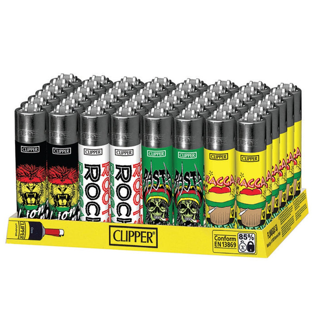 CLIPPER REUSABLE LIGHTER Rasta 48 Display