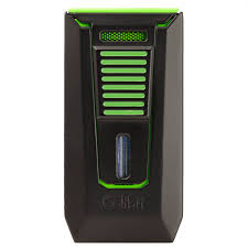 COLIBRI SLIDE DOUBLE-JET LIGHTER BLACK+GREEN