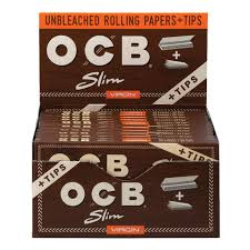 OCB Unbleached Virgin Slim Rolling Papers + Tips