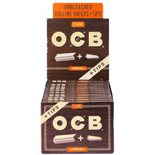 OCB Unbleached Virgin 1 1/4 Rolling Papers + Tips