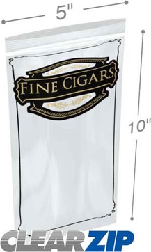 CLEAR ZIP LOCK CIGAR BAGS 5X10 PACK (100)