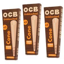 OCB Unbleached Virgin Cone King 109mm 3 Pack