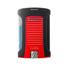 COLIBRI DAYTONA SINGLE-JET LIGHTER,MATTE BLK+METAL RED