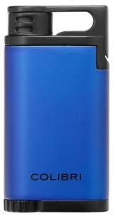 COLIBRI BELMONT SINGLE-JET LIGHTER , MET BLUE +BLK