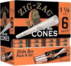 ZIG-ZAG ULTRA THIN CONES 1 1/4 SIZE  6PACK