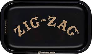ZIG-ZAG SMALL BLACK ROLLING TRAY