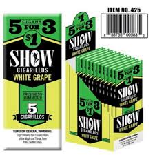 SHOW CIGARILLOS WHITE GRAPE 5 FOR $1