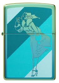 ZIPPO  TEAL WINDY DESIGN