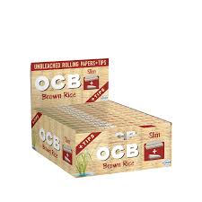 OCB Brown Rice Slim Rolling Papers + Tips