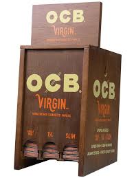 OCB Unbleached Virgin Rolling Paper 3 Box Display